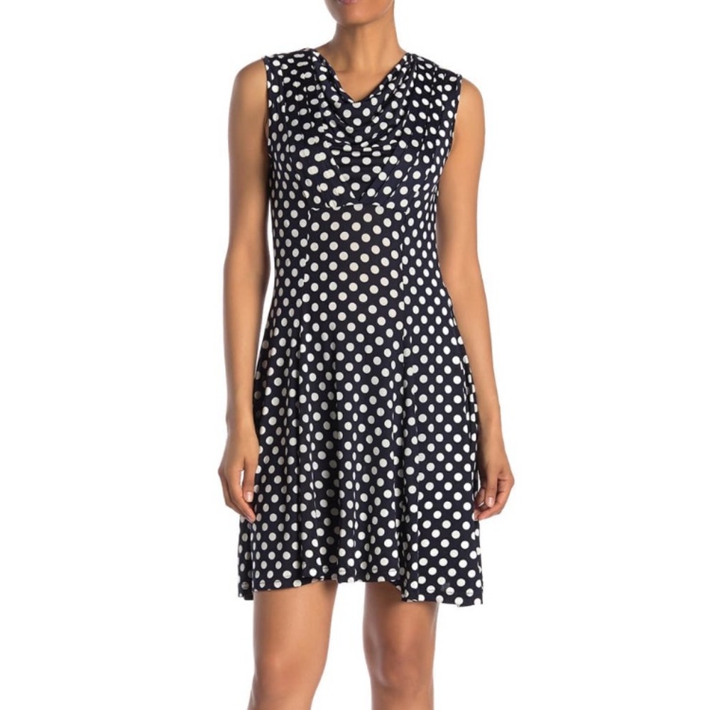 Papillon Polka Dot Cowl Neck Dress